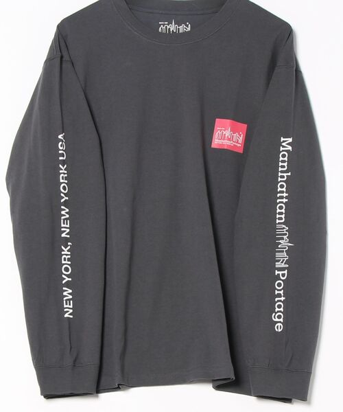 Manhattan Portage（マンハッタンポーテージ）の「【ユニセックス】Manhattan Portage/マンハッタンポーテージ スリーブプリント/ロンT MP-M371（Tシャツ/カットソー・レディース・チャコールグレー/ホワイト/ブラック・M/L/XL）」の4枚目の写真