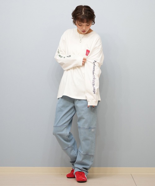 Manhattan Portage（マンハッタンポーテージ）の「【ユニセックス】Manhattan Portage/マンハッタンポーテージ スリーブプリント/ロンT MP-M371（Tシャツ/カットソー・レディース・チャコールグレー/ホワイト/ブラック・M/L/XL）」の12枚目の写真