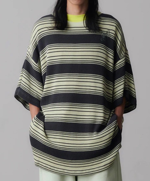 FACETASM（ファセッタズム）の「FACETASM/ファセッタズム WAFFLE KNIT TEE 半袖Tシャツ（Tシャツ/カットソー・メンズ・ミント/チャコール・5）」の4枚目の写真