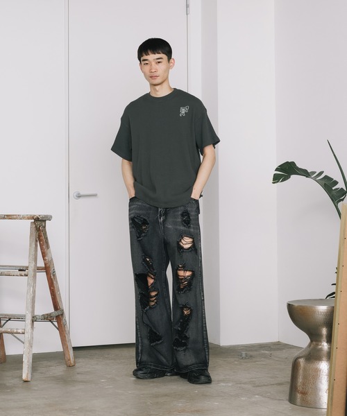 FACETASM（ファセッタズム）の「FACETASM/ファセッタズム WAFFLE KNIT TEE 半袖Tシャツ（Tシャツ/カットソー・メンズ・ミント/チャコール・5）」の18枚目の写真