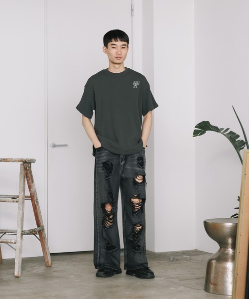 FACETASM（ファセッタズム）の「FACETASM/ファセッタズム WAFFLE KNIT TEE 半袖Tシャツ（Tシャツ/カットソー・メンズ・ミント/チャコール・5）」の20枚目の写真