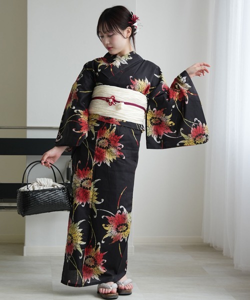 ✅新品＊ utatane ウタタネ ニコアンティーク 浴衣単品 セール】ひとりで着れる！かんたん二部式浴衣セット ニコ