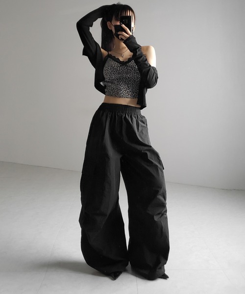 me+em select(ミームセレクト)の「【 2点セット 】ドッキングレースレオパードキャミソール + カーディガン SET / docking lace leopard camisole + cardigan SET(アンサンブル・レディース・ホワイト/ブラック・FREE)」の22枚目の写真