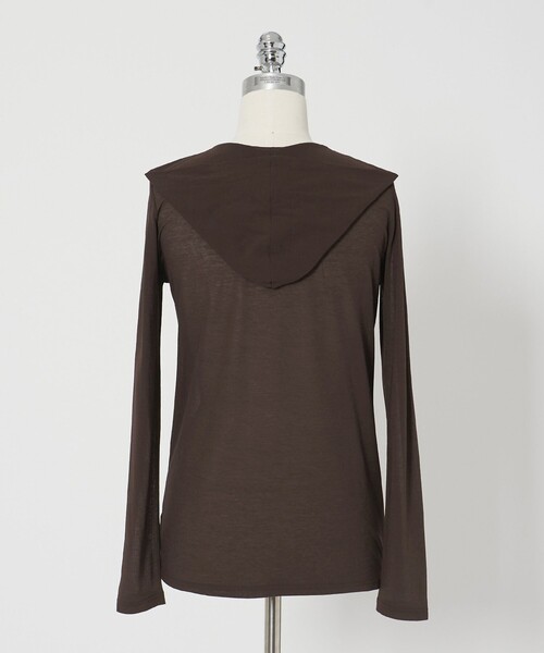 conte（コンテ）の「＜conte＞コットン シアー フーデッドカットソー（Tシャツ/カットソー・レディース・ネイビー/ダークブラウン/ホワイト/ブラック・FREE）」の18枚目の写真