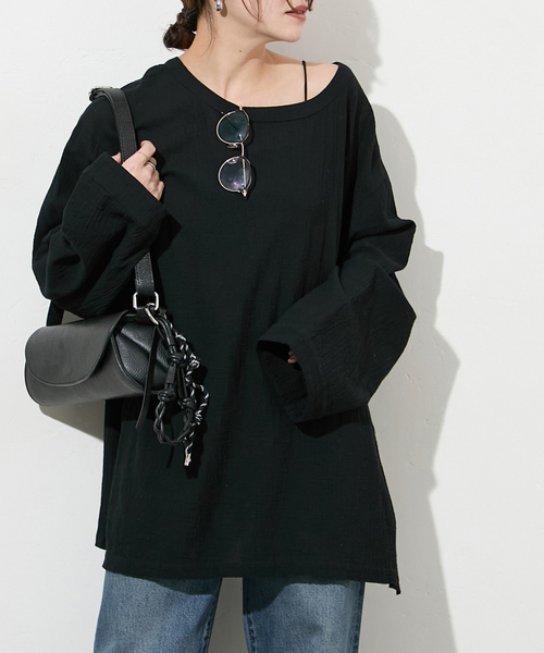 JOURNAL STANDARD（ジャーナルスタンダード）の「ソフトガーゼ2WAYビッグプルオーバー（シャツ/ブラウス・レディース・ホワイト/ピンク/ブラック・FREE）」の7枚目の写真