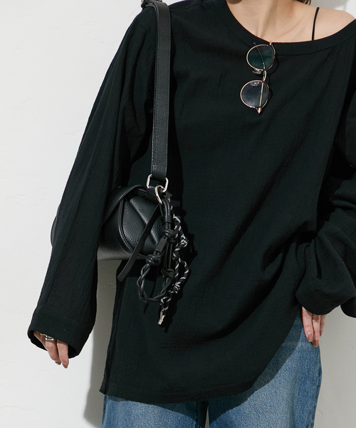 JOURNAL STANDARD（ジャーナルスタンダード）の「ソフトガーゼ2WAYビッグプルオーバー（シャツ/ブラウス・レディース・ホワイト/ピンク/ブラック・FREE）」の8枚目の写真