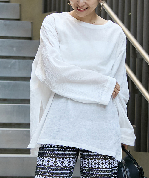 JOURNAL STANDARD（ジャーナルスタンダード）の「ソフトガーゼ2WAYビッグプルオーバー（シャツ/ブラウス・レディース・ホワイト/ピンク/ブラック・FREE）」の18枚目の写真