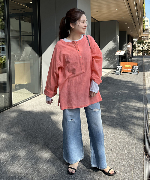 ソフトガーゼ2WAYビッグプルオーバー（シャツ/ブラウス