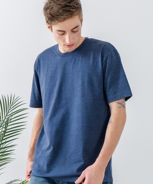 JEANS MATE(ジーンズメイト)の「【汗染みの目立ちにくいTシャツ ZEROSTAIN/ゼロステイン】クルーネックTシャツ 綿タッチ ヘビーウェイト感 防汚・撥水 吸汗速乾 UVカット(Tシャツ/カットソー・メンズ・ブラック/ブルー/ホワイト/ネイビー/スミクロ・LARGE/X-LARGE/MEDIUM)」の5枚目の写真
