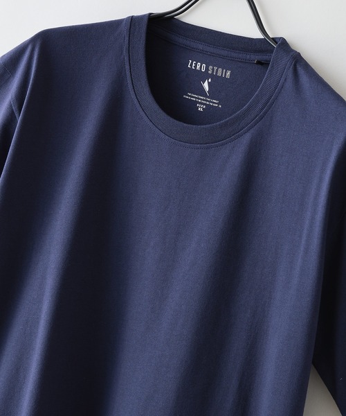 JEANS MATE(ジーンズメイト)の「【汗染みの目立ちにくいTシャツ ZEROSTAIN/ゼロステイン】クルーネックTシャツ 綿タッチ ヘビーウェイト感 防汚・撥水 吸汗速乾 UVカット(Tシャツ/カットソー・メンズ・ブラック/ブルー/ホワイト/ネイビー/スミクロ・LARGE/X-LARGE/MEDIUM)」の12枚目の写真