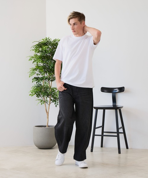 JEANS MATE(ジーンズメイト)の「【汗染みの目立ちにくいTシャツ ZEROSTAIN/ゼロステイン】クルーネックTシャツ 綿タッチ ヘビーウェイト感 防汚・撥水 吸汗速乾 UVカット(Tシャツ/カットソー・メンズ・ブラック/ブルー/ホワイト/ネイビー/スミクロ・LARGE/X-LARGE/MEDIUM)」の19枚目の写真