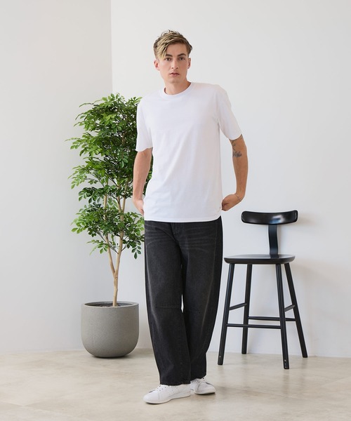 JEANS MATE(ジーンズメイト)の「【汗染みの目立ちにくいTシャツ ZEROSTAIN/ゼロステイン】クルーネックTシャツ 綿タッチ ヘビーウェイト感 防汚・撥水 吸汗速乾 UVカット(Tシャツ/カットソー・メンズ・ブラック/ブルー/ホワイト/ネイビー/スミクロ・LARGE/X-LARGE/MEDIUM)」の21枚目の写真