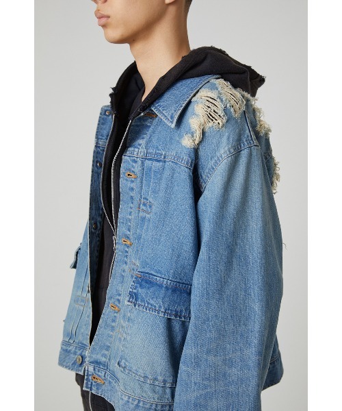 DISCOVERED（ディスカバード）の「BORO DENIM BLOUSON（デニムジャケット・メンズ・ブラック/インディゴブルー・SMALL/LARGE）」の9枚目の写真