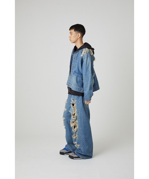DISCOVERED（ディスカバード）の「BORO DENIM BLOUSON（デニムジャケット・メンズ・ブラック/インディゴブルー・SMALL/LARGE）」の12枚目の写真
