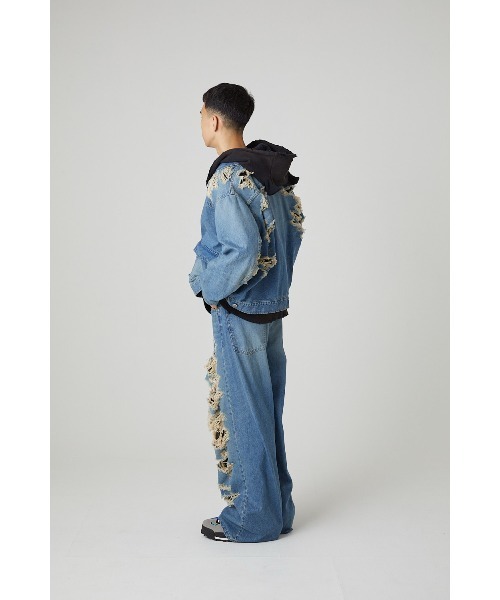 DISCOVERED（ディスカバード）の「BORO DENIM BLOUSON（デニムジャケット・メンズ・ブラック/インディゴブルー・SMALL/LARGE）」の13枚目の写真