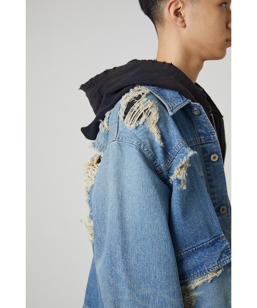 DISCOVERED（ディスカバード）の「BORO DENIM BLOUSON（デニムジャケット・メンズ・ブラック/インディゴブルー・SMALL/LARGE）」の5枚目の写真