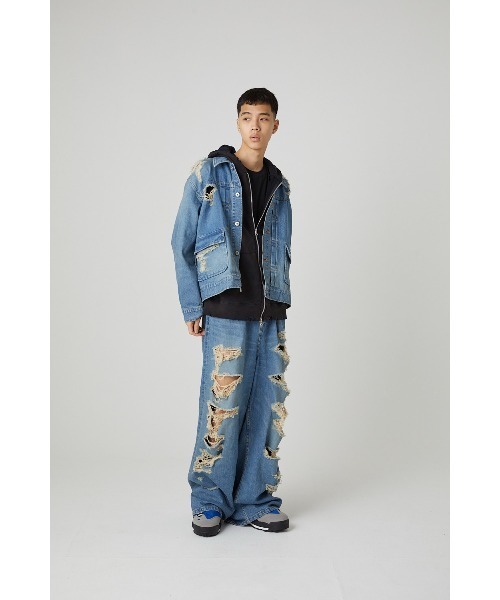 DISCOVERED（ディスカバード）の「BORO DENIM BLOUSON（デニムジャケット・メンズ・ブラック/インディゴブルー・SMALL/LARGE）」の16枚目の写真
