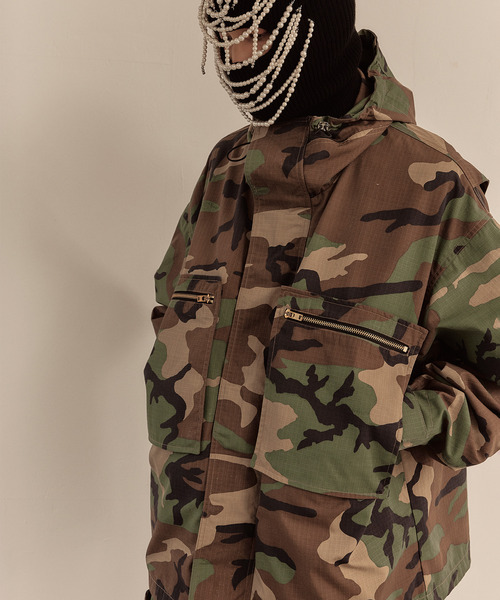 LIBERE(リベーレ)の「LIBERE リベーレ / OVERSIZED HOOD JACKET リップストップオーバーサイズフードジャケット / 251101-251102(ブルゾン・メンズ・ブラック/カモフラージュ・LARGE/MEDIUM/SMALL)」の6枚目の写真