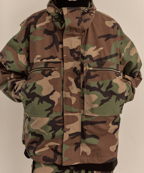 LIBERE(リベーレ)の「LIBERE リベーレ / OVERSIZED HOOD JACKET リップストップオーバーサイズフードジャケット / 251101-251102(ブルゾン・メンズ・ブラック/カモフラージュ・LARGE/MEDIUM/SMALL)」の4枚目の写真