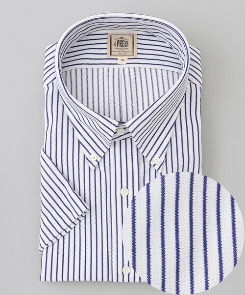J.PRESS(ジェイプレス)の「【KING SIZE】【J.PRESS OXFORD JERSEY】カノコインレイストライプ パッチポケットシャツ / B.D.(シャツ/ブラウス・メンズ・ブルー系1/ライラック系1・2L/3L/4L)」の1枚目の写真