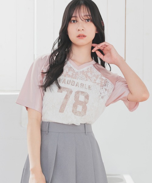 セール】レース使いゆるゲームT（Tシャツ/カットソー）｜Honeys