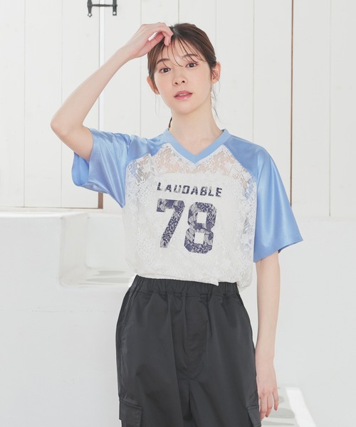 セール】レース使いゆるゲームT（Tシャツ/カットソー）｜Honeys