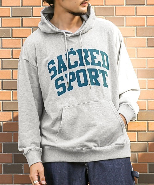 LUXSTYLE(ラグスタイル)の「カレッジロゴプリントスウェットパーカー(パーカー・メンズ・杢グレー/ブラック・M/L/XL)」の2枚目の写真
