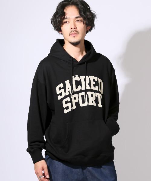 LUXSTYLE(ラグスタイル)の「カレッジロゴプリントスウェットパーカー(パーカー・メンズ・杢グレー/ブラック・M/L/XL)」の8枚目の写真