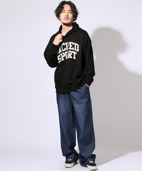 LUXSTYLE(ラグスタイル)の「カレッジロゴプリントスウェットパーカー(パーカー・メンズ・杢グレー/ブラック・M/L/XL)」の9枚目の写真