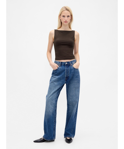 GAP(ギャップ)の「クローズニット ジャージー クロップド ボートネック シェルタンクトップ(タンクトップ・レディース・ブラック/ホワイト/ブラウン/ワイン/ブルー/グレー・XS/S/M/L/XL/XXS)」の9枚目の写真