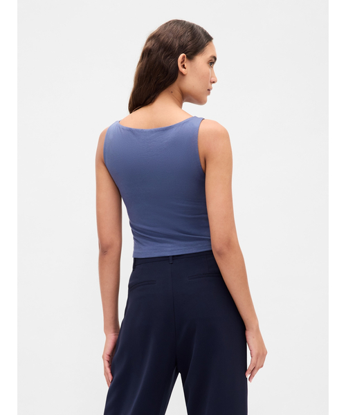 GAP(ギャップ)の「クローズニット ジャージー クロップド ボートネック シェルタンクトップ(タンクトップ・レディース・ブラック/ホワイト/ブラウン/ワイン/ブルー/グレー・XS/S/M/L/XL/XXS)」の16枚目の写真