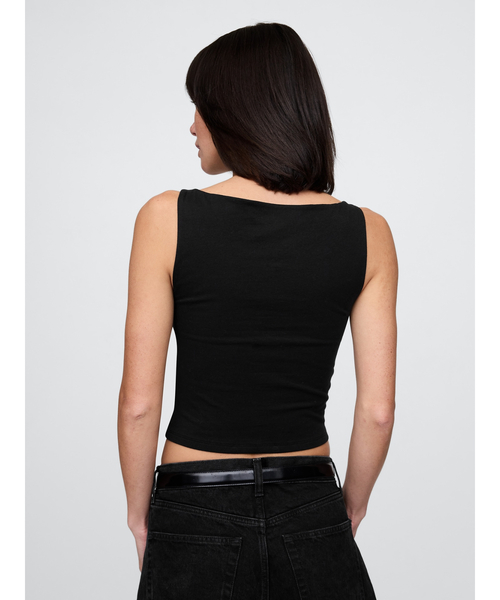 GAP(ギャップ)の「クローズニット ジャージー クロップド ボートネック シェルタンクトップ(タンクトップ・レディース・ブラック/ホワイト/ブラウン/ワイン/ブルー/グレー・XS/S/M/L/XL/XXS)」の17枚目の写真