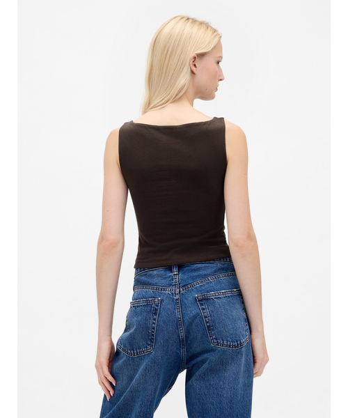 GAP(ギャップ)の「クローズニット ジャージー クロップド ボートネック シェルタンクトップ(タンクトップ・レディース・ブラック/ホワイト/ブラウン/ワイン/ブルー/グレー・XS/S/M/L/XL/XXS)」の18枚目の写真