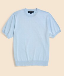 ブルックスブラザーズ BROOKS BROTHERS ニット セーター ボーダー Uネック 半袖 シルク×コットン M ブラック 黒×ライトグレー レディース BROOKS BROTHERS｜ブルックス ブラザーズのニット/セーター