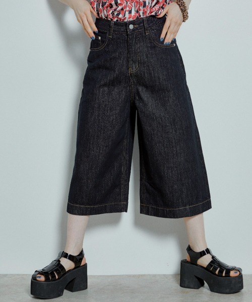 manana suerte(マニャーナスエルテ)の「デニムワイドパンツ(デニムパンツ・レディース・ネイビー・SMALL/MEDIUM/LARGE/X-LARGE)」の6枚目の写真