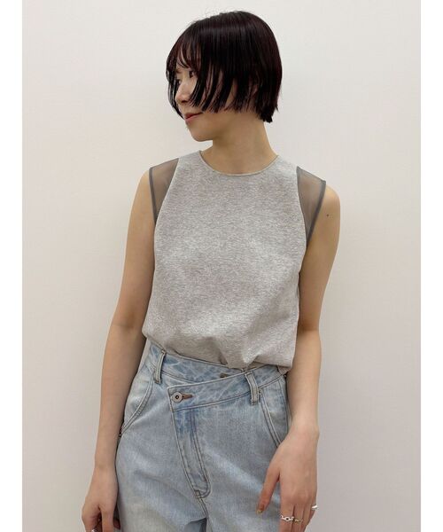 LAGUNAMOON（ラグナムーン）の「ショルダーメッシュタンク（Tシャツ/カットソー・レディース・ブルー/ブラック/ライトグレー・FREE）」の4枚目の写真