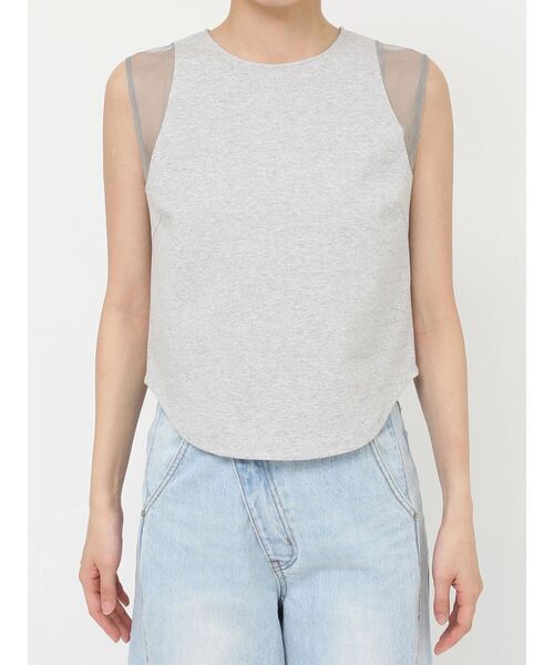 LAGUNAMOON（ラグナムーン）の「ショルダーメッシュタンク（Tシャツ/カットソー・レディース・ブルー/ブラック/ライトグレー・FREE）」の8枚目の写真