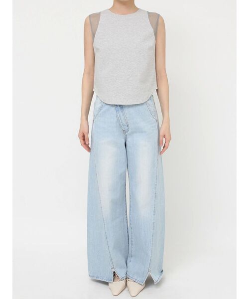 LAGUNAMOON（ラグナムーン）の「ショルダーメッシュタンク（Tシャツ/カットソー・レディース・ブルー/ブラック/ライトグレー・FREE）」の15枚目の写真