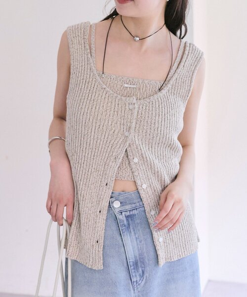 mystic（ミスティック）の「ブークレタンクキャミSET（ニット