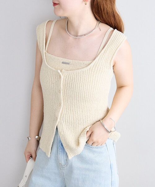 mystic ブークレタンクキャミSET セール】ブークレタンクキャミSET（ニット/セーター）｜mystic