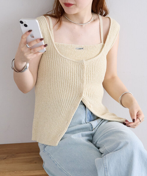 mystic ブークレタンクキャミSET セール】ブークレタンクキャミSET（ニット/セーター）｜mystic