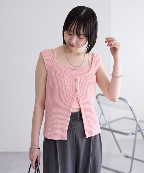 mystic ブークレタンクキャミSET セール】ブークレタンクキャミSET（ニット/セーター）｜mystic