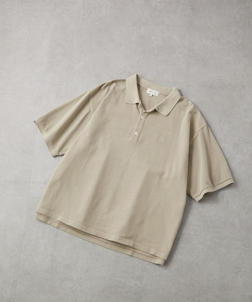 ヴィンテージ加工 ピグメント ハートロゴ ワンポイント刺繍ポロシャツ