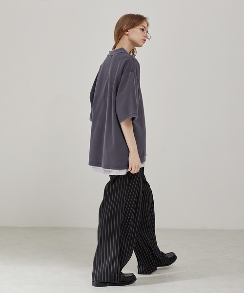 EMMA CLOTHES(エマクローズ)の「ヴィンテージ加工 ピグメント ハートロゴ ワンポイント刺繍ポロシャツ(ポロシャツ・メンズ・スミクロ/ネイビー/グレイッシュベージュ・M/L)」の7枚目の写真