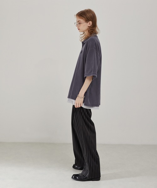 EMMA CLOTHES(エマクローズ)の「ヴィンテージ加工 ピグメント ハートロゴ ワンポイント刺繍ポロシャツ(ポロシャツ・メンズ・スミクロ/ネイビー/グレイッシュベージュ・M/L)」の11枚目の写真