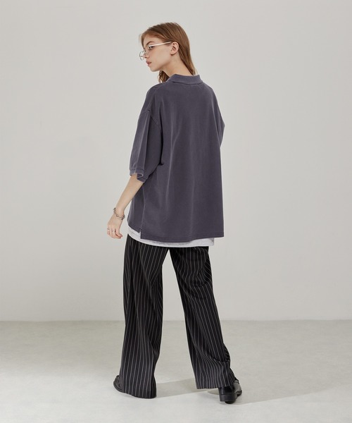 EMMA CLOTHES(エマクローズ)の「ヴィンテージ加工 ピグメント ハートロゴ ワンポイント刺繍ポロシャツ(ポロシャツ・メンズ・スミクロ/ネイビー/グレイッシュベージュ・M/L)」の12枚目の写真