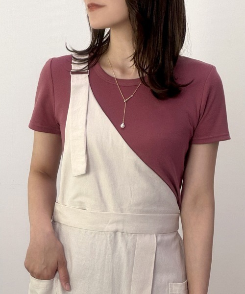CLOTHY(クロシィ)の「【肌触りなめらかな綿混スムース素材!】クルーネック半袖Tシャツ(Tシャツ/カットソー・レディース・オフホワイト/ブラック/グレイッシュベージュ/グレー/ダークグリーン/チャコールグレー/ローズ/オリーブ/ピンク/ブラウン/イエロー/ネイビー/パープル・MEDIUM/LARGE/X-LARGE/SMALL/XX-LARGE)」の13枚目の写真
