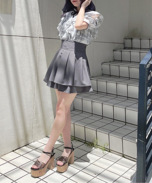 ブラウス シャツ ダブルフリル肩開きブラウス レディース ダブルフリル肩開きブラウス（シャツ/ブラウス）｜abc une face