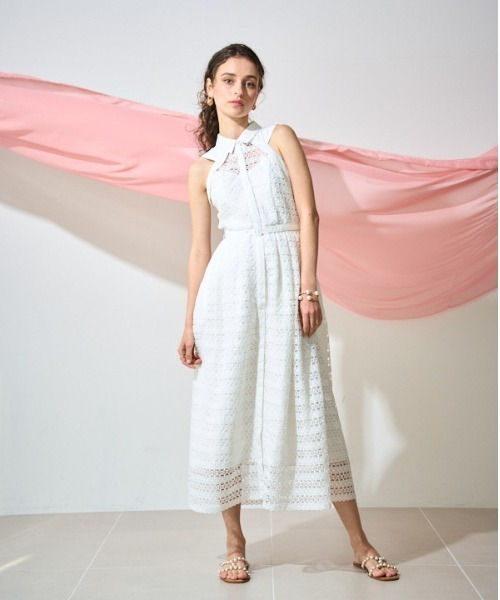 ERADIE(エラディエ)の「Border Chemical lace Shirt One piece ボーダーケミカルシャツワンピース(ワンピース・レディース・ホワイト/ブラック/ブルー系・FREE)」の2枚目の写真