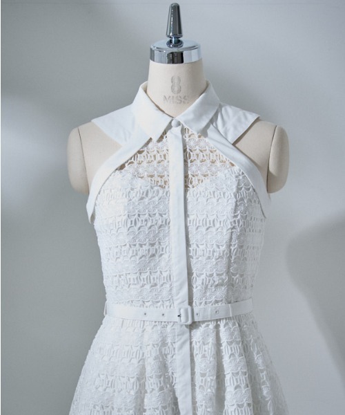 ERADIE(エラディエ)の「Border Chemical lace Shirt One piece ボーダーケミカルシャツワンピース(ワンピース・レディース・ホワイト/ブラック/ブルー系・FREE)」の22枚目の写真